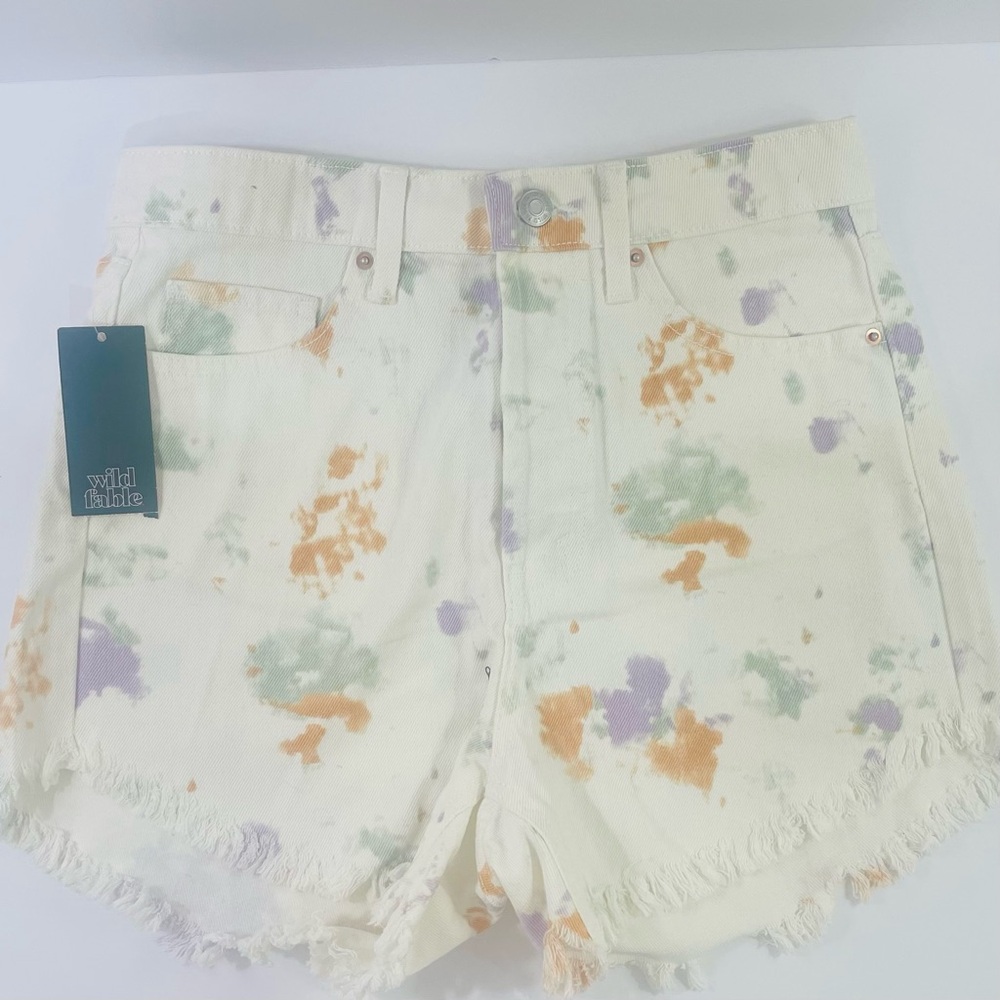 Wild Fable Purple and White Jean Shorts with Distressed Hem - Picture 9 of 11